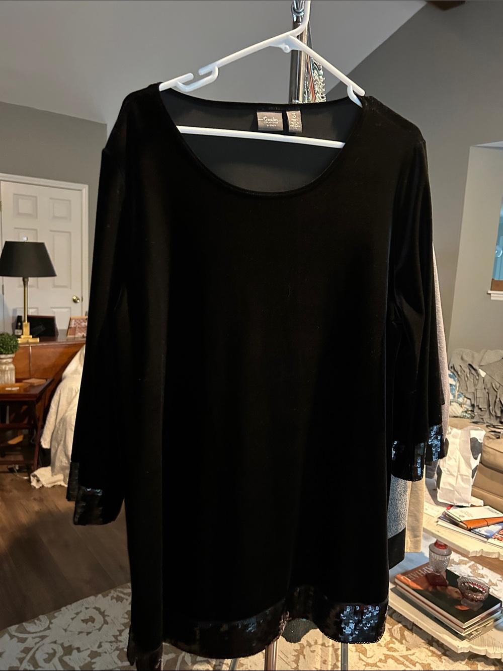 Chico’s Traveler’s Collection Velvet Tunic with Sequin Trim
